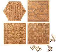 Puzzle Fractal Tray - Labyrinthe créatif Unique et irrégulier pour Adultes, Puzzle de Voyage en Bois Stimulant, Puzzles Fractal en Bois Difficile, sans Image et (4pcs)