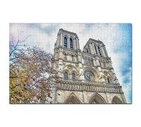 Puzzle France 1000 pièces Cathédrale d'Amiens - Jeu de Puzzle - Illustration - Souvenir de Voyage - 38 x 26 cm