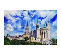 Puzzle France 500 pièces Colline de Fourvière Lyon Jeu de Puzzle Œuvre d'art Souvenir de Voyage 52x38CM