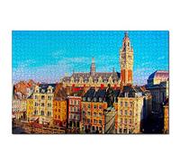 Puzzle France Vieille Ville Lille 300 pièces Puzzle pour Adultes et Famille Voyage Cadeau Souvenir 38x26CM