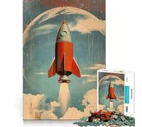 Puzzle fusée Spatiale Vintage 1000 pièces,Jeu de réflexion,Assemblage Stable,pièces Qui ne bougent Pas,Passe-Temps agréable pour Les Longs Week-Ends (50x75cm)