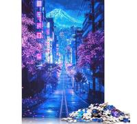 Puzzle futuriste Fuji Neon Bloom carré avec 1000 pièces pour adultes, puzzles en bois, jouets de divertissement familial, 1000 pièces (75 x 50 cm)