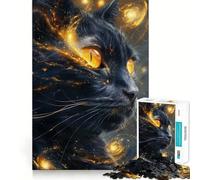 Puzzle Galaxie Chat de l'espace 1000 Pièces pour Adolescents Stimule la Mémoire Détente et Loisirs Bords Lisse Liste de Vœux du Père Noël (38x52cm)