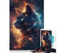 Puzzle Galaxie Chat de l'espace pour Adolescents 1000 Pièces Jeu de Réflexion Jouet Détente Découpe Soigneuse Cadeau Exquis (38x52cm)
