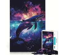 Puzzle Galaxie Silhouette de Baleine pour Adolescents 1000 Pièces Jeu Développeur Mental Taille Uniforme Pièces Précises Activité Amusante en Famille Le Soir (38x52cm)