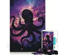 Puzzle Galaxie Silhouette de Pieuvre 1000 pièces pour Adolescents, Jeu intellectuel, détente et Bien-être, découpe de qualité, Cadeau saisonnier (38x52cm)