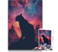 Puzzle Galaxie Silhouette Panthère 1000 Pièces - Jeu de Développement Cognitif Amusant - Cadeau Spécial et Attentionné - Dimensions:38x26cm