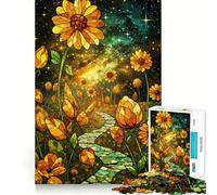 Puzzle Galaxie Tournesol en Vitrail 1000 Pièces pour Adolescents Jeu Mental Anti-Anxiété Découpe Premium Cadeau Élégant 38x26cm