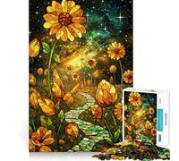 Puzzle Galaxie Tournesol en Vitrail 1000 Pièces pour Adolescents Jeu Mental Anti-Anxiété Découpe Premium Cadeau Élégant 38x52cm