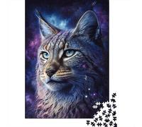 Puzzle Galaxy Animal Lynx, Puzzle rectangulaire en Carton 100% recyclé de qualité supérieure, pour garçon ou Fille, Cadeaux de Noël, 300 pièces (40 x 28 cm)