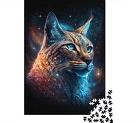 Puzzle Galaxy Animal Lynx, Puzzle rectangulaire en Papier à emboîter précis pour garçon ou Fille, Cadeaux de Noël, 300 pièces (40 x 28 cm)