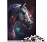 Puzzle Galaxy Space Animal Horse, matériaux respectueux de l'environnement, Puzzle en Carton 100% recyclé pour Adultes et Enfants, Cadeau d'halloween, 1000 pièces (75 x 50 cm)
