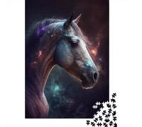 Puzzle Galaxy Space Animal Horse, Puzzle en Carton de qualité supérieure, Stimulant et Stimulant, pour Adultes et Adolescents, Cadeau d'halloween, 300 pièces (40 x 28 cm)