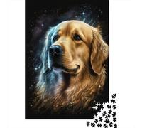 Puzzle Galaxy Space Golden Retriever, Casse-tête en Carton 100% recyclé pour Enfants et Adultes, Cadeaux d'halloween, 300 pièces (40 x 28 cm)