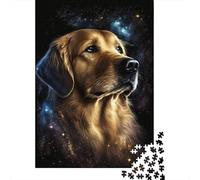 Puzzle Galaxy Space Golden Retriever, Jouets de décompression, Puzzle en Carton 100% recyclé pour Adultes et Adolescents, Cadeaux d'halloween, 300 pièces (40 x 28 cm)