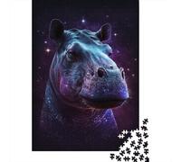 Puzzle Galaxy Space Hippo Premium 100% Carton recyclé 100% Carton recyclé pour Enfants et Adultes, Cadeau d'halloween 300 pièces (40 x 28 cm)