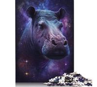 Puzzle Galaxy Space Hippo, Puzzle rectangulaire en Carton 100% recyclé, de qualité supérieure, pour garçon ou Fille, Cadeaux de Noël, 1 000 pièces (38 x 26 cm)