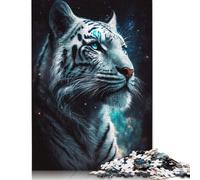 Puzzle Galaxy Tigre Blanc, 100% Carton recyclé, rectangulaire, pour Adultes et Enfants, Cadeau d'halloween, 1 000 pièces (75 x 50 cm)