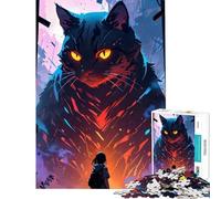 Puzzle géant 1000 pièces pour Adolescents Chat et Fille Jeu éducatif et intellectuel Une œuvre d'art (Dimensions 50x75cm)