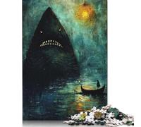 Puzzle géant 1000 pièces « Requin au Clair de Lune » pour Adultes. Puzzle en Carton. Idéal pour s'amuser à la Maison, comme Cadeau d'anniversaire ou de Voyage. Dimensions : 38 x 26 cm.