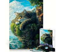Puzzle géant Chat endormi 1000 pièces pour Adolescents Se remémorer, améliorer, détendre, œuvre d'art aux Contours Nets 38x52cm