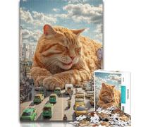 Puzzle géant Chat Orange 1000 pièces pour Adultes et Adolescents Jeu Familial Cadeau d'anniversaire Défi Haute difficulté (50x75cm)