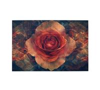 Puzzle géant de 1 000 pièces en bois pour adultes - Motif fleur rouge