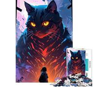 Puzzle géant de 1000 pièces pour Adolescents Chat et Fille Jeu Pratique et Stimulant idées Cadeaux découpe de précision (Taille 38x52cm)