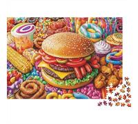 Puzzle géant « Festin de malbouffe » de 1000 pièces : Burger géant, malbouffe, Jeu éducatif pour Adultes, décoration intérieure, défi, Haut Niveau de difficulté, Cadeau d'anniversaire, 38 x 26 cm
