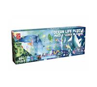 Hape Puzzle Vie Aquatique Phosphorescent XXL - Puzzle 200 Pièces pour Enfant 6 Ans et Plus - 150 cm Assemblé - Découverte de la Vie sous Marine Garçon et Fille - 200 Pièces 1:1, 10 Cartes Anecdotes