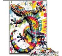Puzzle Gecko Aquarelle 1000 pièces pour Adolescents, Jeu Stimulant et interactif Parent-Enfant (50x75cm)