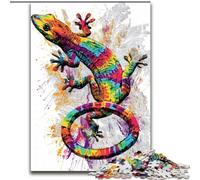 Puzzle Gecko Aquarelle pour Adultes et Adolescents, 1000 pièces, Jeu Stimulant et Jeu Familial, Cadeau d'anniversaire, décoration Murale 50x75cm