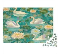 Puzzle Geese Dance on The Water, Lily Pads pour Adultes,1000pcs (75x50cm),Jeu Éducatif,décoration De La Maison,