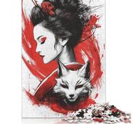 Puzzle Geisha et Renard 1000 Pièces pour Adultes, Puzzle en Papier pour Adultes et Adolescents, Jouets éducatifs d'apprentissage, 38 x 26 cm (1000 Pièces)