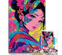Puzzle Geisha Japonais 1000 pièces pour Adultes et Adolescents Jeu Familial Cadeau d'anniversaire Défi Haute difficulté (26x38cm)