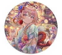 Puzzle Genshin Impact Yoimiya 1000 pièces pour Adultes, Puzzle Rond 1000 pièces, Jeu Familial créatif et décoration d'intérieur, Cadeau de Noël idéal pour Les Adolescents 67,5 x 67,5 cm