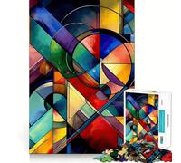 Puzzle géométrique Abstrait et coloré de 1000 pièces Jeu créatif et Stimulant Emboîtement Parfait Pas de pièces détachées Activité de Partage idéale pour Les Proches (50x75cm)
