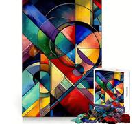 Puzzle géométrique Abstrait et Vibrant de 1000 pièces Exercice de logique Distraction apaisante Bords Nets Cadeau Festif (38x26cm)