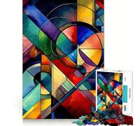 Puzzle géométrique Abstrait et Vibrant pour Adultes,1000 pièces,Jeu de mémoire,Assemblage sécurisé et Solide,Jeu de Construction de Liens significatifs (38x26cm)