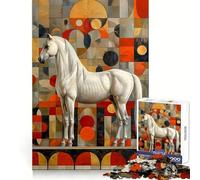 Puzzle géométrique Cheval Blanc pour Adolescents, 1000 pièces, pour stimuler la mémoire, apaiser l'esprit, Cadeau de Noël Douillet (38x26cm)