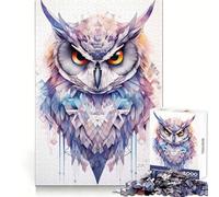 Puzzle géométrique Hibou Difficile pour Adultes, 1000 pièces, stimule la mémoire, Jeu apaisant, découpe de qualité supérieure, (50x75cm)