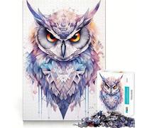 Puzzle géométrique Hibou Difficile pour Adultes, 1000 pièces, stimule la mémoire, Jeu apaisant, découpe de qualité supérieure, (50x75cm)