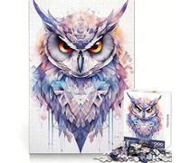 Puzzle géométrique Hibou pour Adultes 1000 pièces, Jeu de logique Fine, détente et Finitions soignées, pièce d'art (38x26cm)