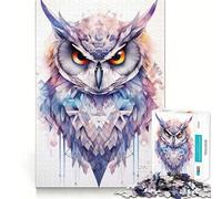 Puzzle géométrique Hibou pour Adultes 1000 pièces, Jeu de logique Fine, détente et Finitions soignées, pièce d'art (38x26cm)