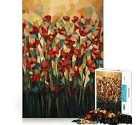 Puzzle géométrique Original Champ de Coquelicots de 1000 pièces pour Adultes, défi intellectuel, Jeu de société Amusant et de qualité, Cadeau Exquis (38x26cm)