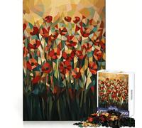 Puzzle géométrique Original Champ de Coquelicots de 1000 pièces pour Adultes, défi intellectuel, Jeu de société Amusant et de qualité, Cadeau Exquis (38x26cm)