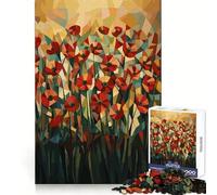 Puzzle géométrique Original Champ de Coquelicots pour Adultes, 1000 pièces, Stimule la mémoire, Passe-Temps à la Maison, Bords Nets, Cadeau élégant (50x75cm)