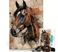 Puzzle géométrique partiel de 1000 pièces représentant Un Cheval, idéal pour Les Adolescents Un Cadeau Classique pour développer sa mémoire, se détendre et se Relaxer (50x75cm)
