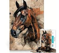 Puzzle géométrique partiel de Chevaux pour Adultes, 1000 pièces, Jeu d'exercice Mental, Divertissement d'intérieur, découpe de précision, Cadeau de Vacances (38x52cm)