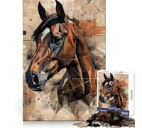 Puzzle géométrique partiel de Chevaux pour Adultes, 1000 pièces, Jeu d'exercice Mental, Divertissement d'intérieur, découpe de précision, Cadeau de Vacances (38x52cm)